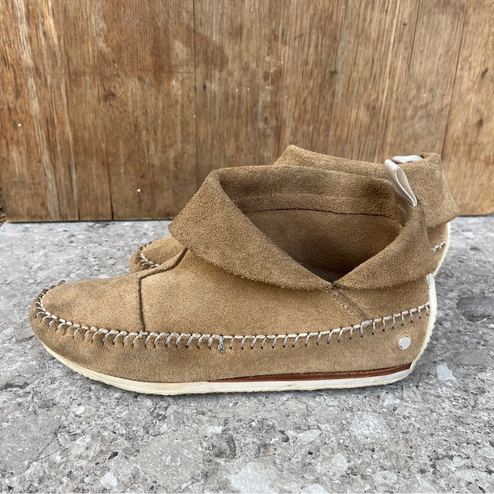 Rag & Bone Brixton Moccasins Stone Tan Suede Ankle Boots Shoes Mocs Boho Slip On - Picture 11 of 16